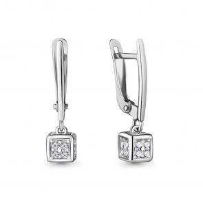 Серебряные серьги AQUAMARINE с фианитом А48068А фото