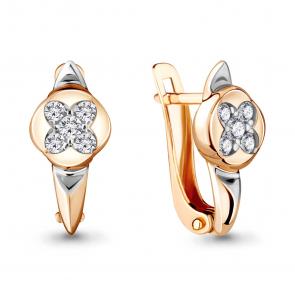 Серьги из золочёного серебра AQUAMARINE с фианитом А48072А-п фото