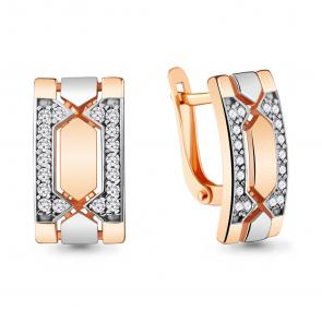 Серьги из золочёного серебра AQUAMARINE с фианитом А48087А-пк фото