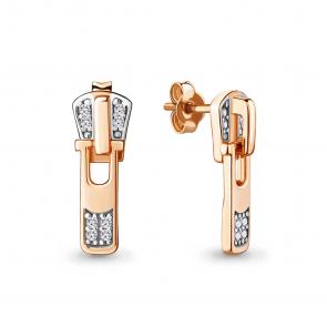 Серьги из золочёного серебра AQUAMARINE с фианитом А48103А-п фото