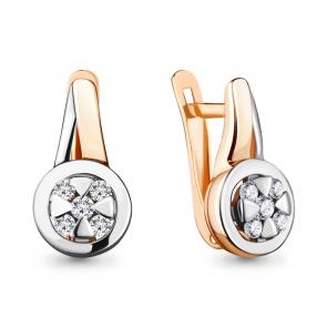 Серьги из золочёного серебра AQUAMARINE с фианитом А48114А-пк фото