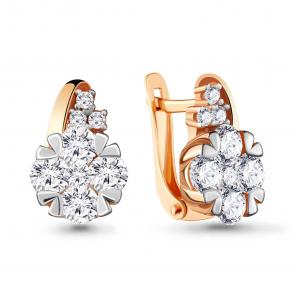 Серьги из золочёного серебра AQUAMARINE с фианитом А48119А-пк фото