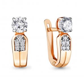 Серьги из золочёного серебра AQUAMARINE с фианитом А48134А-п фото