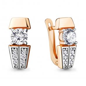 Серьги из золочёного серебра AQUAMARINE с фианитом А48135А-пк фото