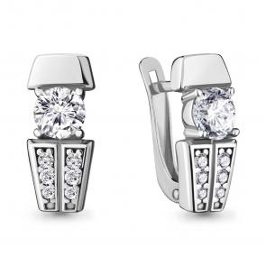 Серебряные серьги AQUAMARINE с фианитом А48135А фото