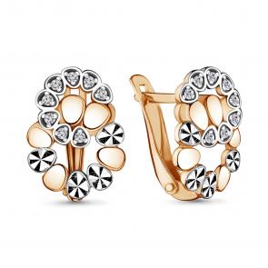 Серьги из золочёного серебра AQUAMARINE с фианитом А48183А-пк фото