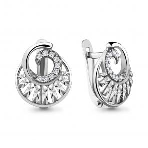 Серебряные серьги AQUAMARINE с фианитом А48187А фото