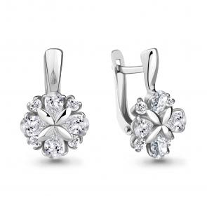 Серебряные серьги AQUAMARINE с фианитом А48191А фото