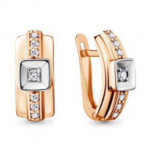 Серьги из золочёного серебра AQUAMARINE с фианитом А48216А-пк фото