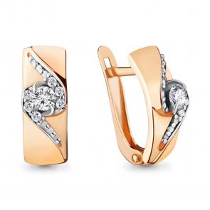 Серьги из золочёного серебра AQUAMARINE с фианитом А48217А-п фото