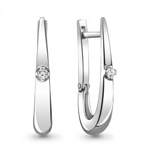 Серебряные серьги AQUAMARINE с фианитом А48223А фото