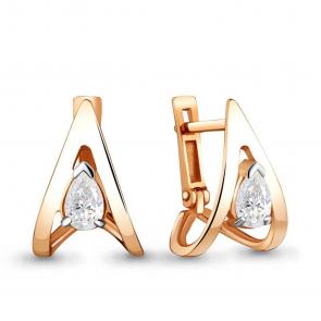 Серьги из золочёного серебра AQUAMARINE с фианитом А48224-пк фото