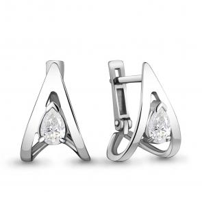 Серебряные серьги AQUAMARINE с фианитом А48224 фото