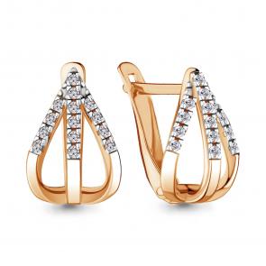 Серьги из золочёного серебра AQUAMARINE с фианитом А48249А-п фото
