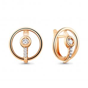 Серьги из золочёного серебра AQUAMARINE с фианитом А48259А-п фото