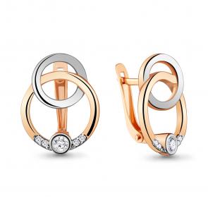 Серьги из золочёного серебра AQUAMARINE с фианитом А48263А-пк фото