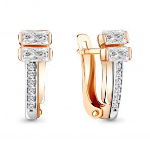 Серьги из золочёного серебра AQUAMARINE с фианитом А48271А-пк фото