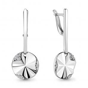 Серебряные серьги AQUAMARINE с фианитом А48280А фото