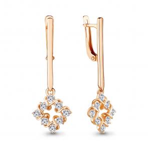 Серьги из золочёного серебра AQUAMARINE с фианитом А48289А-п фото
