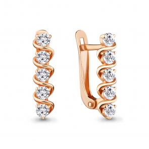 Серьги из золочёного серебра AQUAMARINE с фианитом А48290А-п фото