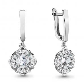 Серебряные серьги AQUAMARINE с фианитом А48293 фото