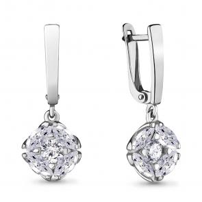 Серебряные серьги AQUAMARINE с фианитом А48294 фото