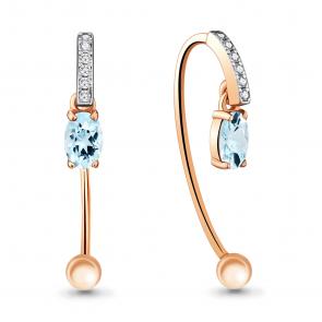 Серьги из золочёного серебра AQUAMARINE с топазом и фианитом А4829602А-пк фото