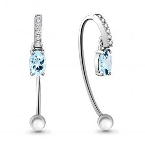 Серебряные серьги AQUAMARINE с топазом и фианитом А4829602А фото