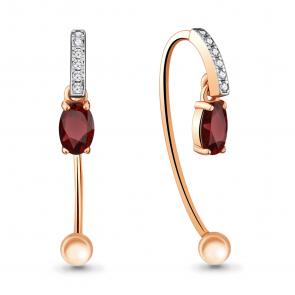 Серьги из золочёного серебра AQUAMARINE с фианитом и гранатом А4829603А-пк фото