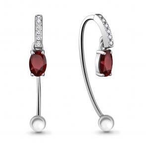 Серебряные серьги AQUAMARINE с фианитом и гранатом А4829603А фото