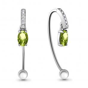 Серебряные серьги AQUAMARINE с фианитом и хризолитом А4829607А фото