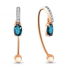 Серьги из золочёного серебра AQUAMARINE с фианитом и Лондон топазом А4829608А-пк фото