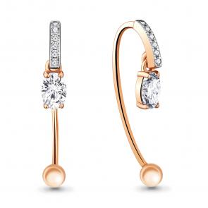 Серьги из золочёного серебра AQUAMARINE с фианитом А48296А-пк фото