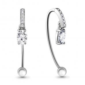 Серебряные серьги AQUAMARINE с фианитом А48296А фото