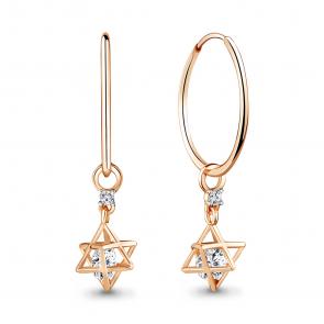 Серебряные серьги-трансформеры AQUAMARINE с подвижным фианитом А48298А-п фото