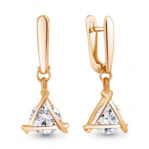 Серьги из золочёного серебра AQUAMARINE с фианитом А48300-п фото