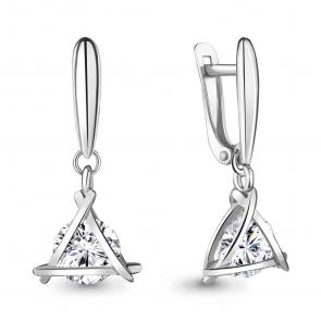 Серебряные серьги AQUAMARINE с подвижным фианитом А48300 фото