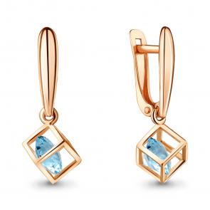 Серьги из золоченого серебра AQUAMARINE с подвижным топазом А4830102-п фото