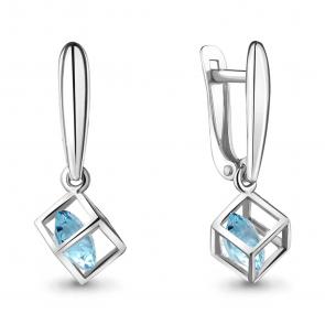 Серебряные серьги Аквамарин с подвижным топазом А4830102 фото