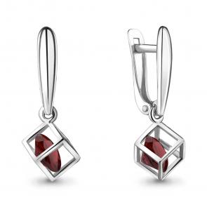 Серебряные серьги AQUAMARINE с подвижным гранатом А4830103 фото
