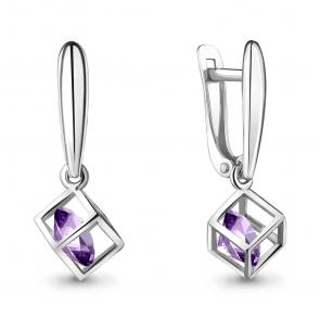 Серебряные серьги AQUAMARINE с подвижным аметистом А4830104 фото