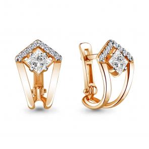 Серьги из золочёного серебра AQUAMARINE с фианитом А48314А-п фото