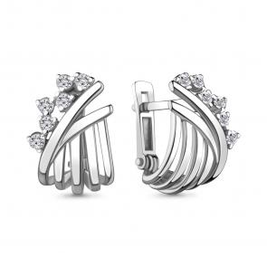 Серебряные серьги AQUAMARINE с фианитом А48322А фото