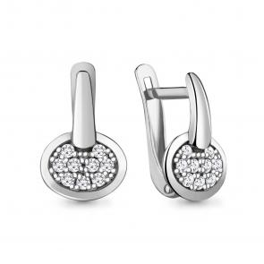 Серебряные серьги AQUAMARINE с фианитом А48360А фото