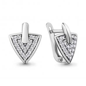 Серебряные серьги AQUAMARINE с фианитом А48364А фото