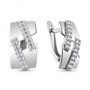Серебряные серьги AQUAMARINE с фианитом А48372А фото