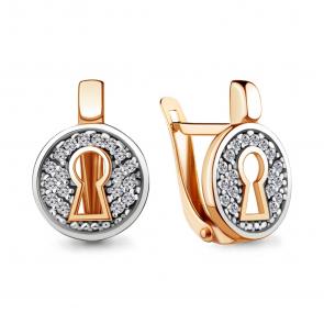 Серьги из золочёного серебра AQUAMARINE с фианитом А48384А-пк фото