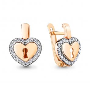 Серьги из золочёного серебра AQUAMARINE с фианитом А48389А-п фото