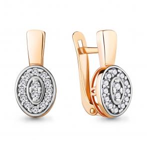 Серьги из золочёного серебра AQUAMARINE с фианитом А48392А-пк фото