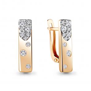 Серьги из золочёного серебра AQUAMARINE с фианитом А48406А-п фото